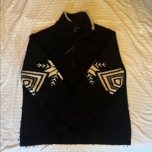 Men's Banana Republic Navy and Cream Men's 1/4 zip Sweater